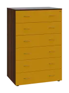 LKRP BIG - A5 dřevěná kartotéka, 6-zásuvková, centrální zámek, korpus ořech královský/čílka žlutá od