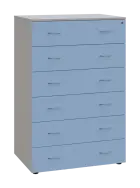 LKRP BIG - A5 dřevěná kartotéka, 6-zásuvková, centrální zámek, korpus šedý/čílka pastelově modrá