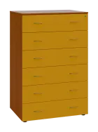 LKRP BIG - A5 dřevěná kartotéka, 6-zásuvková, centrální zámek, korpus třešeň šumavská/čílka žlutá od