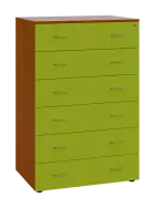 LKRP BIG - A5 dřevěná kartotéka, 6-zásuvková, centrální zámek, korpus třešeň šumavská/čílka jarní ze