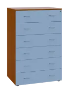 LKRP BIG - A5 dřevěná kartotéka, 6-zásuvková, centrální zámek, korpus třešeň šumavská/čílka pastelov