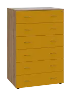 LKRP BIG - A5 dřevěná kartotéka, 6-zásuvková, centrální zámek, korpus dub bardolino/čílka žlutá odio