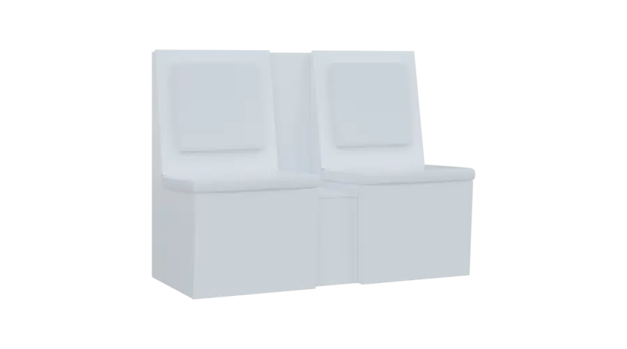 RE LAV - 1200 lavice do čekárny, 2-sedák, 1000x1200x435, bílá, koženka BA 1 - bílá