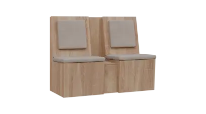 RE LAV - 1200 lavice do čekárny, 2-sedák, 1000x1200x435, dub bardolino, koženka BE 5 - krémová