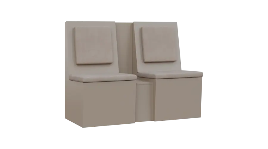 RE LAV - 1200 lavice do čekárny, 2-sedák, 1000x1200x435, pískově béžová, koženka BE 5 - krémová