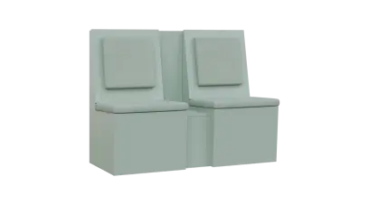 RE LAV - 1200 lavice do čekárny, 2-sedák, 1000x1200x435, pastelově zelená, koženka Z 2 - zelinkavá