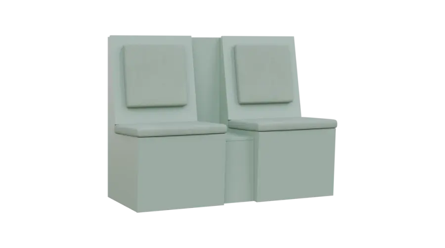 RE LAV - 1200 lavice do čekárny, 2-sedák, 1000x1200x435, pastelově zelená, koženka Z 2 - zelinkavá