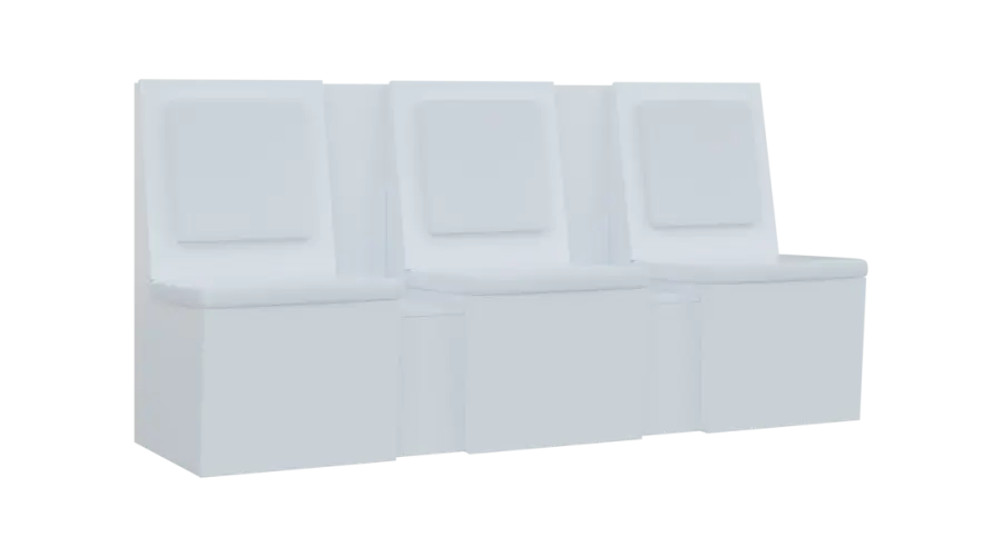 RE LAV - 1900 lavice do čekárny, 3-sedák, 1000x1900x435, bílá, koženka BA 1 - bílá