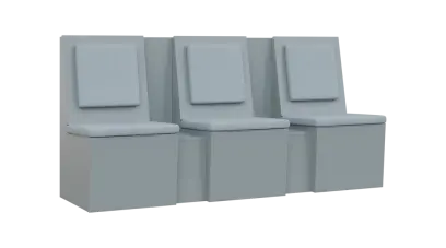RE LAV - 1900 lavice do čekárny, 3-sedák, 1000x1900x435, šedá, koženka SA 3 - světle šedá