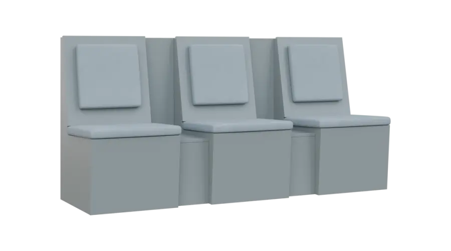 RE LAV - 1900 lavice do čekárny, 3-sedák, 1000x1900x435, šedá, koženka SA 3 - světle šedá