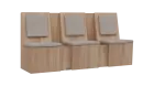 RE LAV - 1900 lavice do čekárny, 3-sedák, 1000x1900x435, dub bardolino, koženka BE 5 - krémová