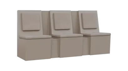 RE LAV - 1900 lavice do čekárny, 3-sedák, 1000x1900x435, pískově béžová, koženka BE 5 - krémová