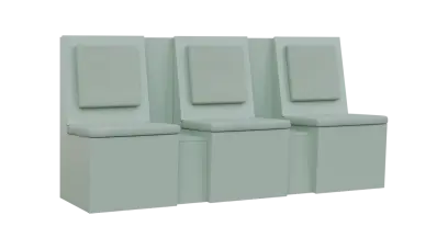 RE LAV - 1900 lavice do čekárny, 3-sedák, 1000x1900x435, pastelově zelená, koženka Z 2 - zelinkavá