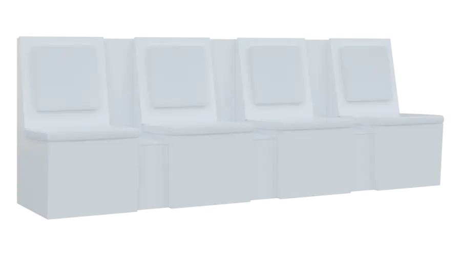 RE LAV - 2600 lavice do čekárny, 4-sedák, 1000x2600x435, bílá, koženka BA 1 - bílá