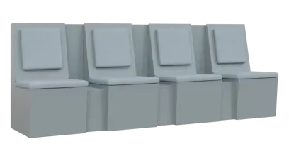 RE LAV - 2600 lavice do čekárny, 4-sedák, 1000x2600x435, šedá, koženka SA 3 - světle šedá