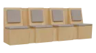 RE LAV - 2600 lavice do čekárny, 4-sedák, 1000x2600x435, bříza světlá, koženka BE 5 - krémová