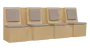 RE LAV - 2600 lavice do čekárny, 4-sedák, 1000x2600x435, bříza světlá, koženka BE 5 - krémová