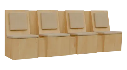 RE LAV - 2600 lavice do čekárny, 4-sedák, 1000x2600x435, javor horský, koženka Z 01 - žlutá