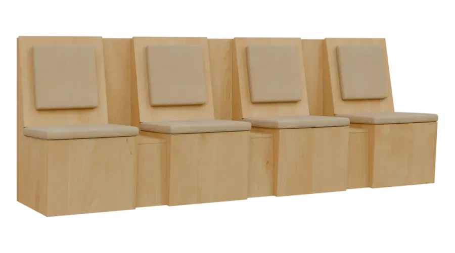 RE LAV - 2600 lavice do čekárny, 4-sedák, 1000x2600x435, javor horský, koženka Z 01 - žlutá