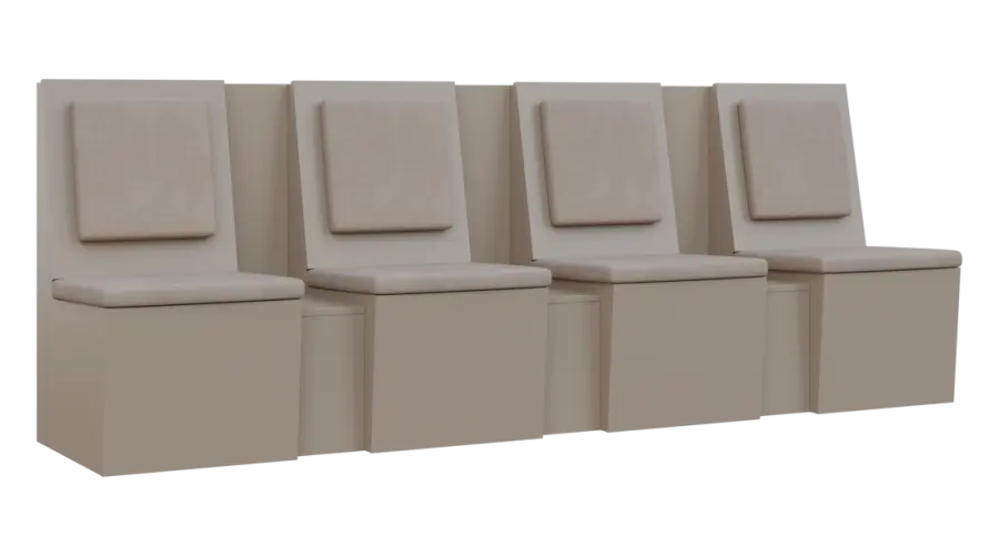 RE LAV - 2600 lavice do čekárny, 4-sedák, 1000x2600x435, pískově béžová, koženka BE 5 - krémová