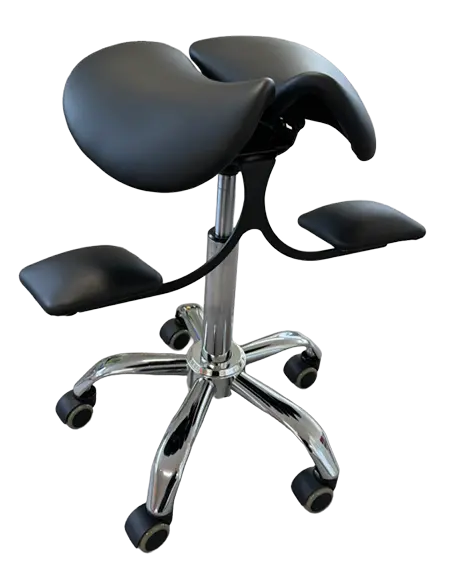 LK 100 židle lékařská/klekačka, kříž chrom, ekokůže černá