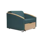 SALZA WOOD rozkládací křeslo, šířka 860 mm, látka modrá