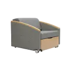 SALZA WOOD rozkládací křeslo, šířka 860 mm, látka šedá