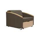 SALZA WOOD rozkládací křeslo, šířka 860 mm, látka tmavě hnědá