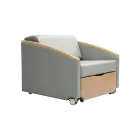 SALZA WOOD rozkládací křeslo, šířka 860 mm, koženka šedá