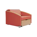 SALZA WOOD rozkládací křeslo, šířka 860 mm, koženka červená