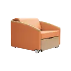 SALZA WOOD rozkládací křeslo, šířka 860 mm, koženka oranžová