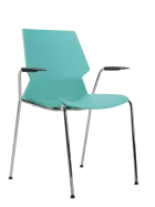 PRETTY S PODRUČKAMI židle konferenční, nohy chrom, plast tyrkysový