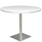 SQC 500 - 14 stůl kulatý, deska průměr 900 mm, síla 25 mm, noha broušený nerez, bílá