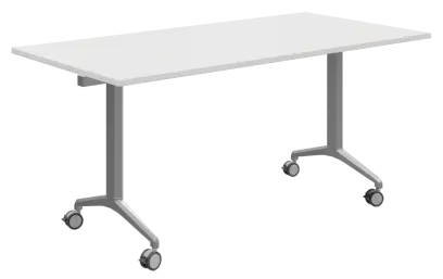 SLKP 160/70 pojízdný skládací stůl, nohy stříbrný lak, deska 25 mm, široký 1600 mm, bílá