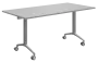 SLKP 160/70 pojízdný skládací stůl, nohy stříbrný lak, deska 25 mm, široký 1600 mm, šedá
