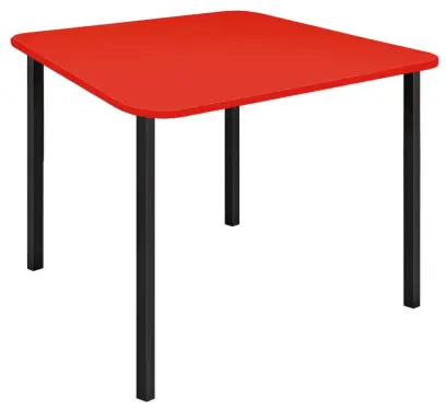 JSBR 90 Jídelní stůl 900 x 900 mm, deska červená flamengo / podnož černá RAL9005