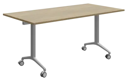 SLKP 160/70 pojízdný skládací stůl, nohy stříbrný lak, deska 25 mm, široký 1600 mm, dub bardolino