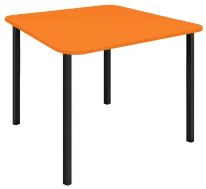 JSBR 90 Jídelní stůl 900 x 900 mm, deska pomeranč / podnož černá RAL9005