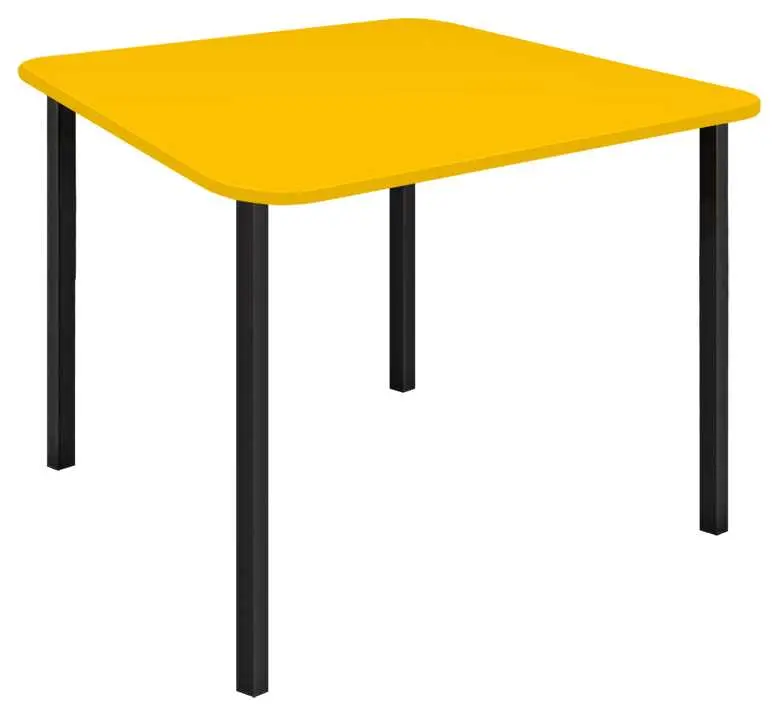 JSBR 90 Jídelní stůl 900 x 900 mm, deska žlutá odio / podnož černá RAL9005