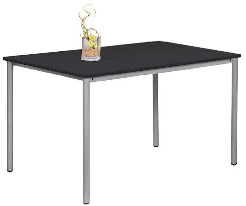 JST 140 Jídelní stůl 1400 x 800 mm, deska černá / podnož stříbrná RAL9006