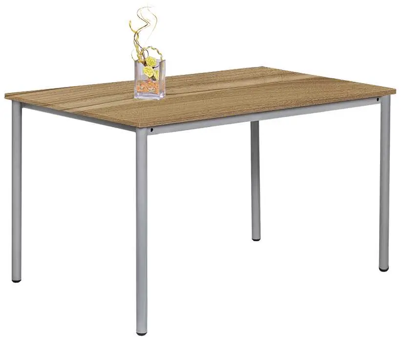 JST 140 Jídelní stůl 1400 x 800 mm, deska ořech světlý / podnož stříbrná RAL9006