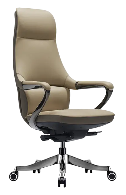 REYA, židle kancelářská, titan kříž, světle šedá kůže/tmavě šedá PU