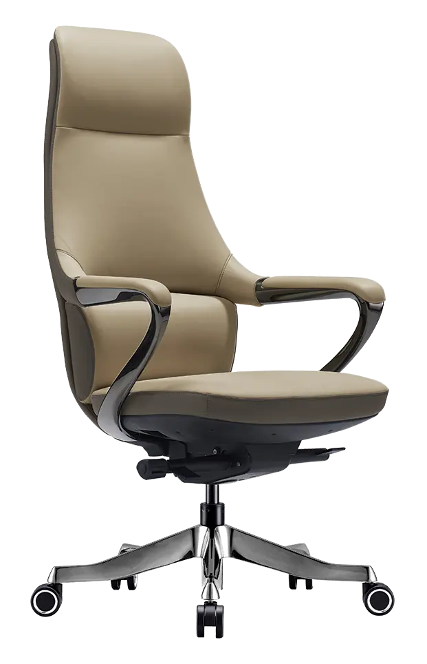 REYA, židle kancelářská, titan kříž, světle šedá kůže/tmavě šedá PU