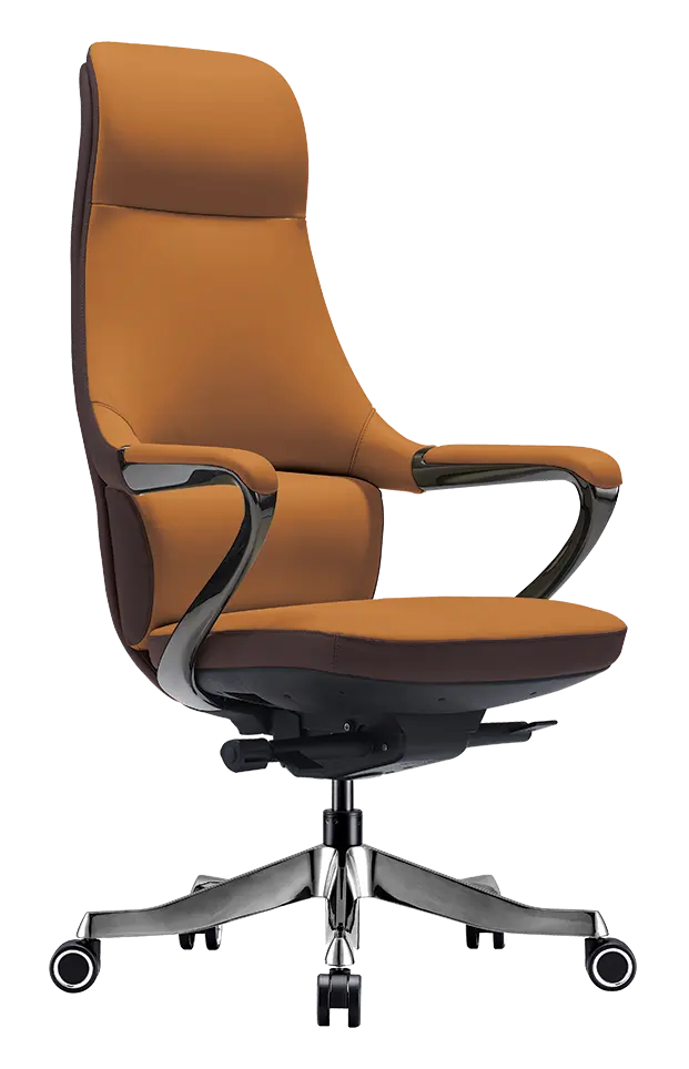 REYA, židle kancelářská, titan kříž, světle hnědá kůže/tmavě hnědá PU