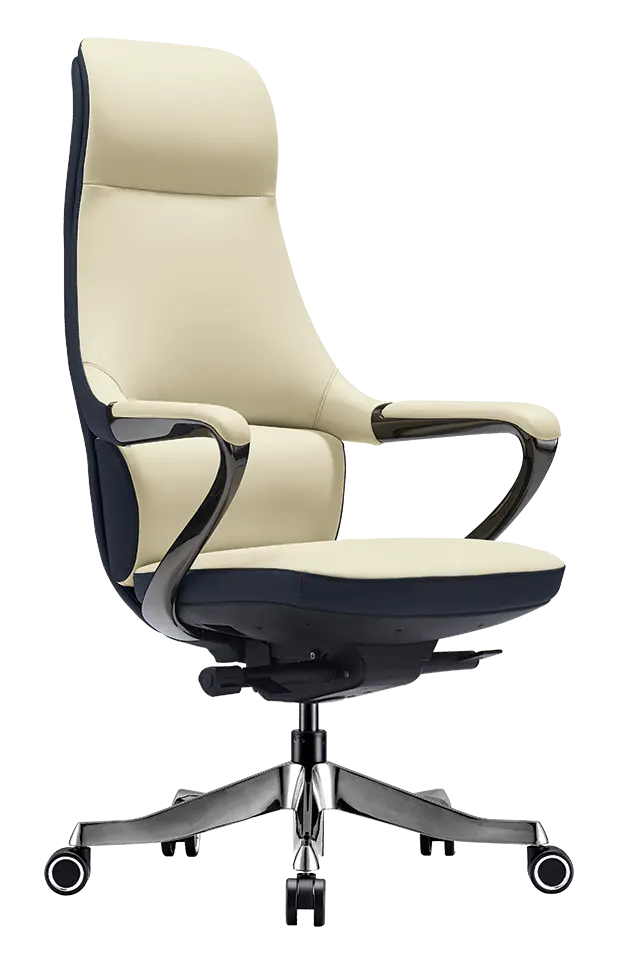 REYA, židle kancelářská, titan kříž, krémová kůže/antracit PU