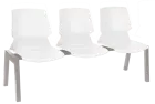 PRETTY PLUS 3, plastová lavice do čekárny, 3-sedák, bílá, kostra stříbrná