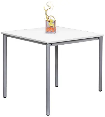 JST 80 Jídelní stůl 800 x 800 mm, deska bílá / podnož stříbrná RAL9006