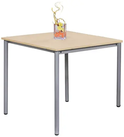 JST 80 Jídelní stůl 800 x 800 mm, deska bříza irská / podnož stříbrná RAL9006