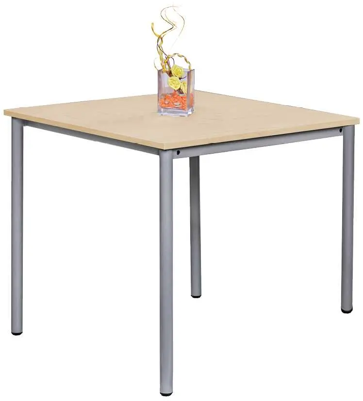 JST 80 Jídelní stůl 800 x 800 mm, deska bříza irská / podnož stříbrná RAL9006