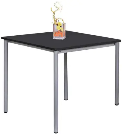 JST 80 Jídelní stůl 800 x 800 mm, deska černá / podnož stříbrná RAL9006